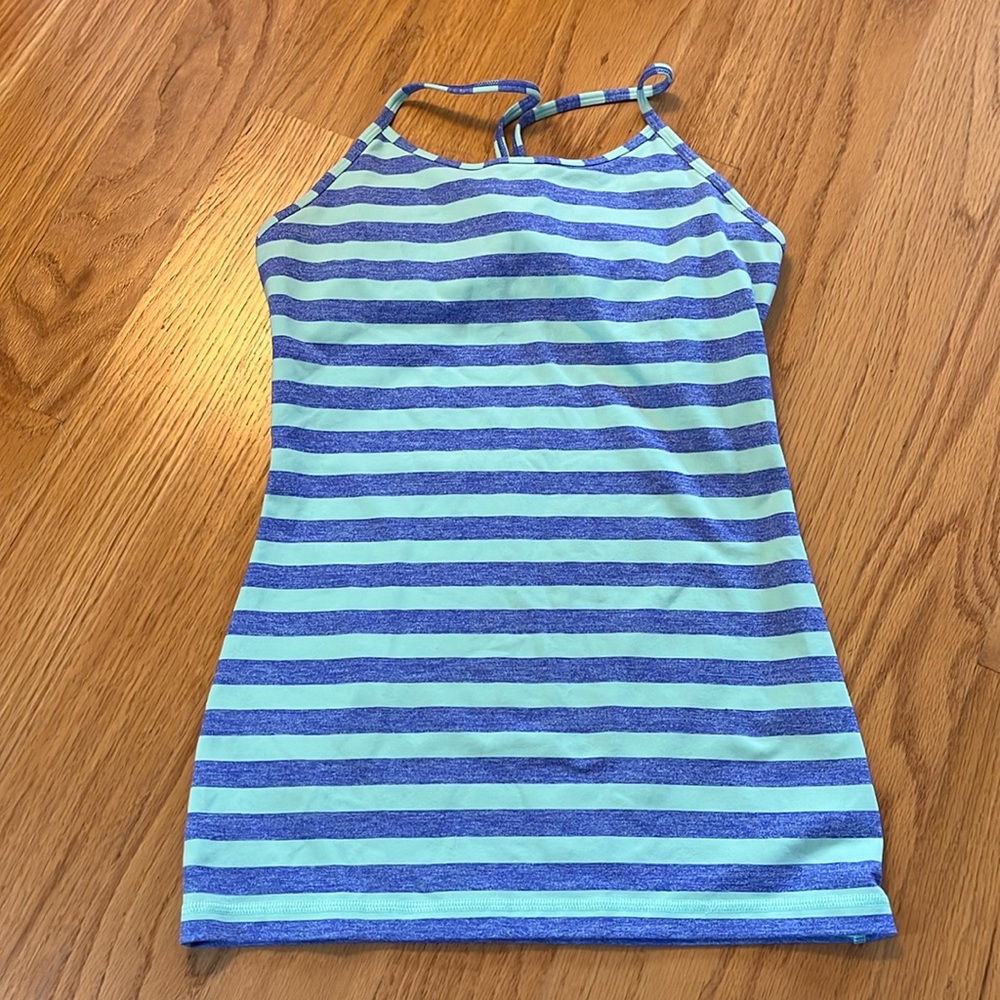 Ivivva Lululemon Power Y Tank top purple/green stripe Sz 14